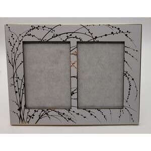 MCM white and gold double picture frame